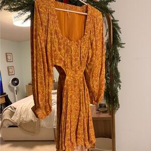 Free People Orange Floral Mini Dress